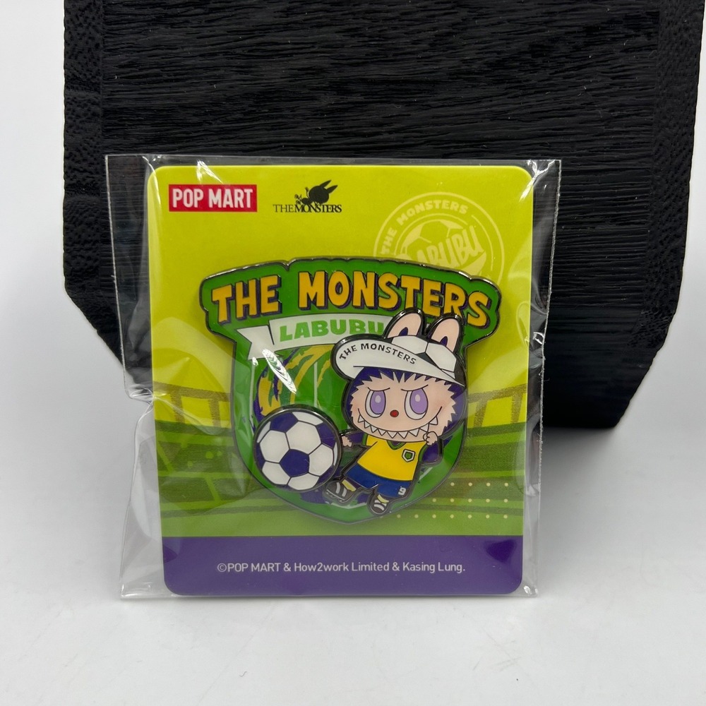 POP MART The Monsters x FIFA Labubu Soccer Enamel Pin Sealed Figure Keychain